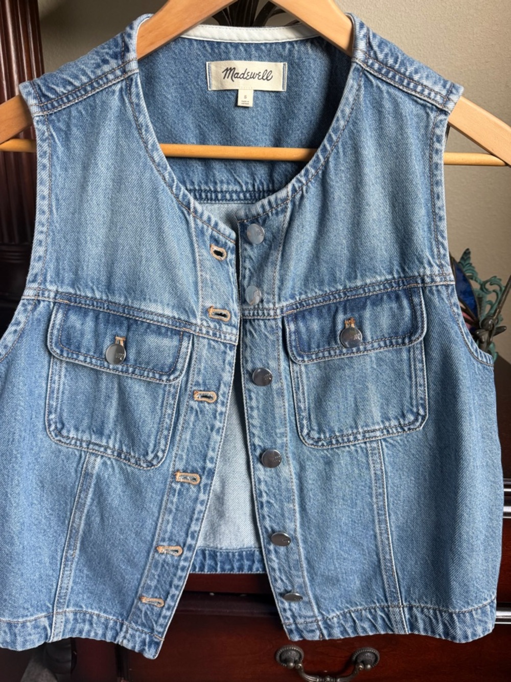 Madewell Blue Denim Vest with Classic Label